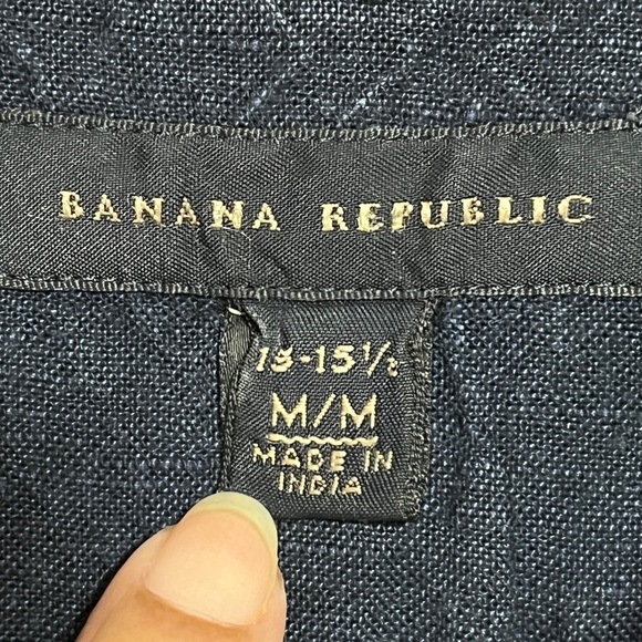 Banana Republic Navy Linen Cotton Long Sleeve Shirt M - Picture 9 of 10